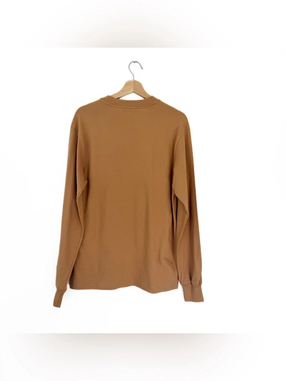 The North Face Tee Shirt Mens Small Heavyweight Long Sleeve Relaxed Tan New
